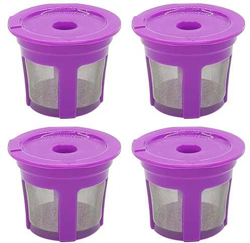 4 cápsulas de café reutilizables K Cup, filtros de café recargables de acero inoxidable compatibles con cafeteras R Keurig 1.0 y 2.0