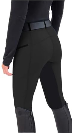 GIYXHU Ridbyxor dam leggings elastiska byxor vardaglig dragkedja ridning ridning, Svart, L