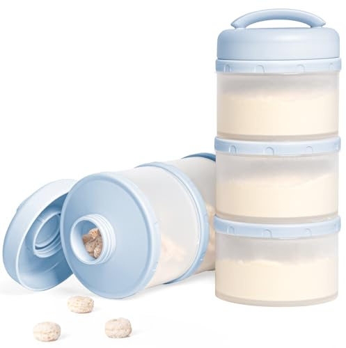 Termichy Dosificador de leche en polvo para bebé, apilable, caja de almacenamiento de leche en polvo, 2 unidades (azul niebla)