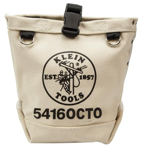 Klein Tools 5416OCTO Tool Bag, Bull-Pin and Bolt Pouch, No. 4 Canvas with Tunnel Connection, 5 x 5 x 9-Inch
