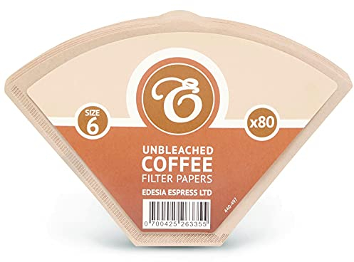 80 Size 6 Brown Coffee Filter Paper Cones by EDESIA ESPRESS