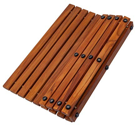 Nordic Teak 100% Solid Teak Wood String Mat - Indoor and Outdoor Use - Non-Slip Wooden Platform for Sauna, Pool, Hot Tub Flooring Decor and Protector (Oiled Finish, 19.6 x 19.6)