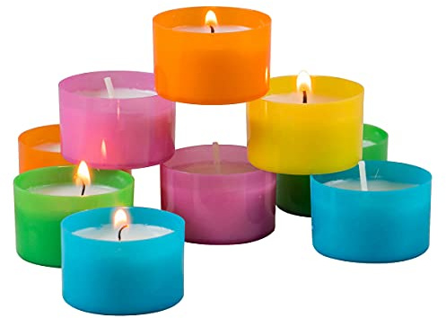 Stonebriar 96 Pack Multicolor Unscented 6 to 7 Hour Long Burning Tea Light Candles
