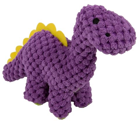 goDog Checkers Just for Me Dinos Bruto Squeaky Plush Dog Toy, Chew Guard Technology - Purple, Mini