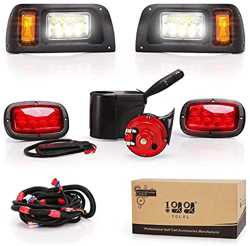 9.99WORLD MALL Club Car DS Golf Cart 12V Headlight & Tail Light Kit with Turn Signals & Brake Lights, Fits Gas & Electric Models