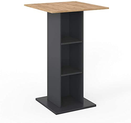 Vicco Bartisch Rodeo, Bartresen für Esszimmer, Anthrazit/Goldkraft Eiche, 70 x 70 cm