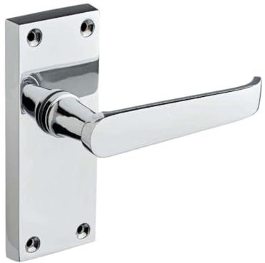 Designer Levers - Victorian Straight Lever Door Handles - Polished Chrome - 1 Pair - Latch Door Handle - Interior Use - Short Latch