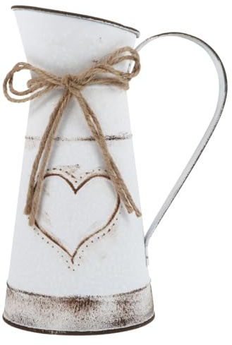 Vintage French Pitcher Vase farmhouse Decorative Pitcher Metal Rustic Watering Milk Jug Can Galvanized Tin Decor Country Primitive Jug For Artificial Dried Flower Vase, 23.5x15.5cm