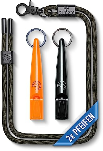GIZZY® 2X Hundepfeife lauter & weitreichender Pfeifton I 2X Hundepfeifen ideal als Erziehungshilfen für Hunde I Zum Hundetraining Bellen o. als Hundepfeife Rückruf geeignet I Inkl. wertigem Band
