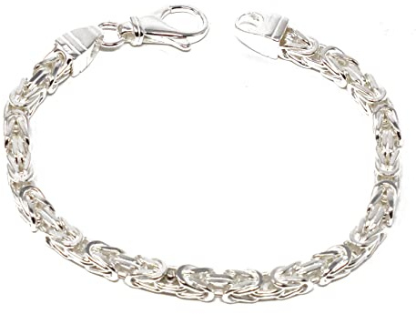 Original italiensk byzantiner kungligt armband 925 silver 5 mm brett valbar silverarmband armband kvinnor män smycken från fabriken tendenze Italien, 19 centimeters, Silver