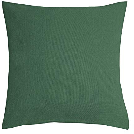 DecoHomeTextil Heimtextilmanufaktur Leinen Optik Kissenhüllen 2er-Set Eckig 50 x 50 cm Dunkelgrün/Grün Abwaschbar Wasserabweisend Fleckschutz Pflegeleicht mit Saumrand