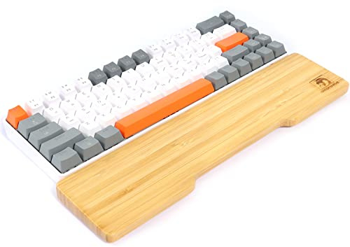 MAMBASNAKE Repose-poignet en Bambou pour Clavier 68 Touches 65%,Bambou de Qualité A,Ergonomique,Sensation en Bois Massif,Pieds en Caoutchouc Antidérapants,Soulagement de la Douleur,Saisie/Jeu Facile