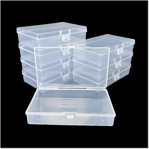 CHSZCHOMER 8 Pcs Plastic, Mini Clear Bead Storage Boxes with Hinged Lid and Rectangular Clear Craft Storage Boxes, Jewelry and Organizer,Nail Tool Box,Circuit board storage(8, 5.3 x 3.1 x 1.2)