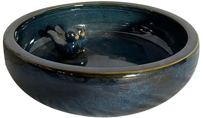 TrendLine Vogeltränke blau glasiert 34,5 x 34,5 x 8 cm Vogeltränke