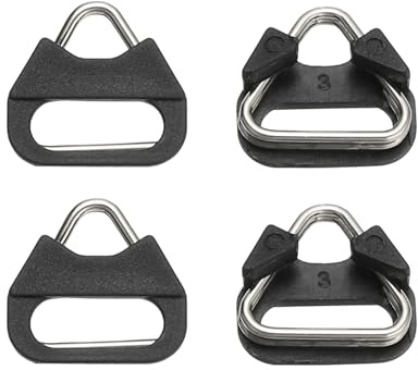 PATIKIL Kamerarem flänsring, 4 st metall triangel delad ring krok adapter med plastlock universal för kamera axelrem, silver svart