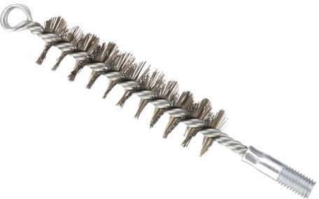 PATIKIL 32mm Dia Bore Brush, Stainless Steel Twisted Wire Cleaning Brush Round Cylinder Pipe Cleaner with 12mm Spiral Shank for Tubes, Ports, Bearings, Drill Driver, Silver Tone