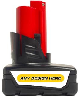 Autocollant personnalisé pour batterie Milwaukee 12 V 4 Ah M12 B4 Lithium-Ion – Autocollant personnalisé fabriqué pour la batterie d'outils électriques Milwaukee 12 V 4 Ah