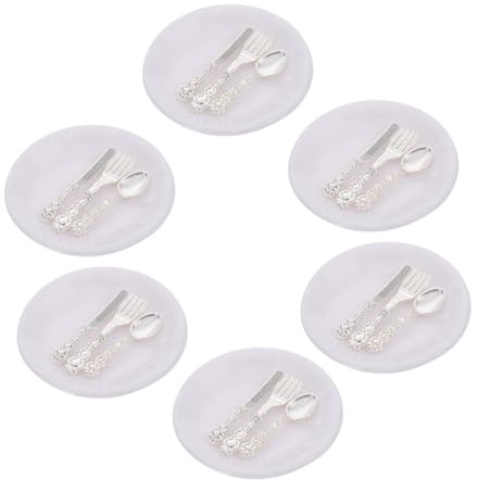 PERSELOSO 6 Juegos de Accesorios para Casa de Muñecas Cubiertos en Miniatura Infantiles de ABS, para Juegos de Simulación y Cocina Juguete