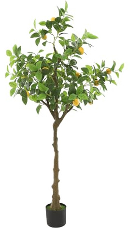 Candygou 150 cm konstgjord citronträd, konstgjorda växter stort citronträd, heminredning, för vardagsrum, sovrum, arbetsrum, matsal