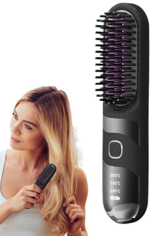 Yulokdwi Alisador De Pelo Sin Cable | Cepillo Rizador Eléctrico | Plancha Alisadora 2 en 1 Ajustable en Temperatura Estilo Lápiz Rápido Sin Cables para Cabello