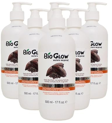 Bio Glow Nature Inspired Cocoa Butter Moisturising & Nourishing Lotion – 6 x 500ml Pump Bottles