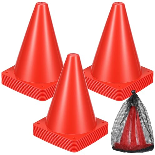 mekueeex 30 Pack 7 Inch Plastic Traffic Cones Sports Training Agility Marker Mini Cones for Soccer, Skating, Football, Basketball, Indoor and Outdoor Games Sports Practice Equipment