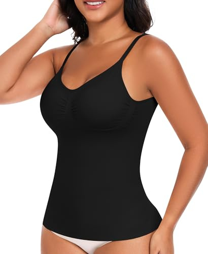YARRCO Hauts sculptants Femme Débardeur Gainant Ventre Plat Gaine Amincissante Tanks Top Compression Sans Manches Sans Couture Maillot de corps Top