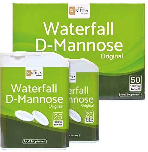 Waterfall D-Mannosio - 1000mg - 50 Compresse - D-Mannosio di betulla pura - SC Nutra (Sweet Cures)