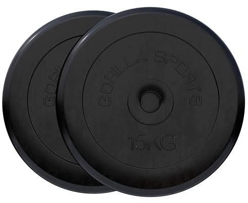 Gorilla Sports® Dischi Pesi - 1,25kg, 2kg, 2,5kg, 5kg, 10kg, 15kg, 20kg, 25kg, 27,5kg, 30kg, Singolo/Set, 30 mm, Ghisa, Rivestiti in Gomma - Pesi Palestra, Disco Peso, per Bilanciere e Manubri
