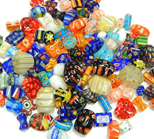 Perlin Millefiori - Perlas de cristal, mezcla de colores, para enhebrar, 80 unidades, R194 x 2