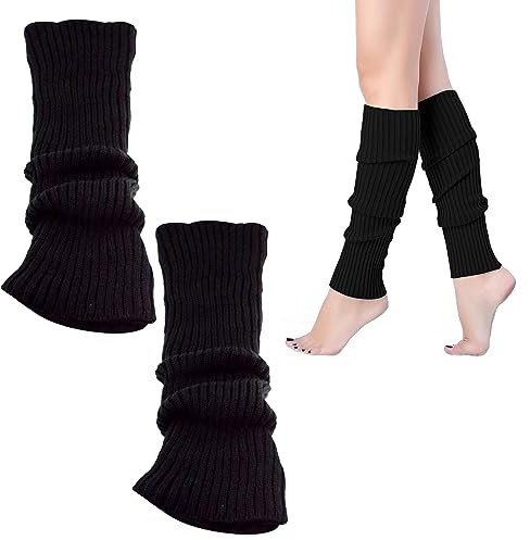 Comioke Damen Stulpen, Winter Strick Bein, Gestrickte Beinwärmer, Damen Strick-Beinstulpen, Warm und Bequem Stulpen, Warme Beinstulpen, Leg Warmers, Legwarmers, Beinwärmer, Schwarz