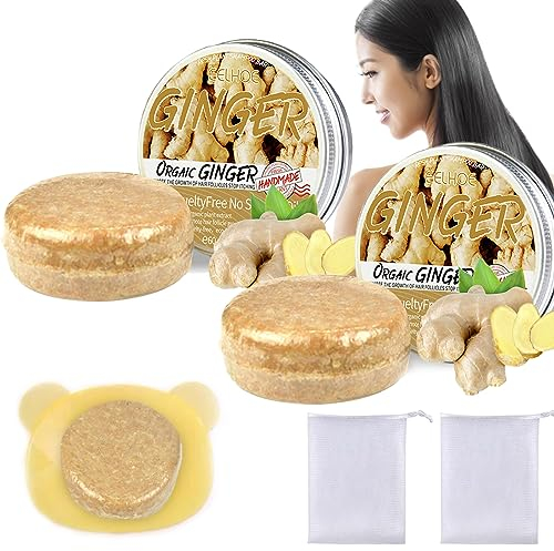 2 Stück Ginger Hair Regrowth Sham-poo Bar, Ingwer Haarwuchs Shampoo Riegel, Anti-Haarausfall Haarwuchs Shampoo Gegen Haarausfall, Fördert Gesundes Haarwachstum