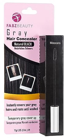 Mascara de retouche pour cheveux gris pour homme et femme Couvrez instantanément vos racines et cheveux gris avec un pinceau anti-cernes (noir naturel)