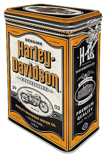 Nostalgic-Art Retro Kaffeedose, 1,3 l, Harley-Davidson – Genuine Motorcycles – Geschenk-Idee für Biker, Original Lizenzprodukt (OLP), Werkstatt-Deko im Vintage Design, Werkstatt-Deko im Vintage Design
