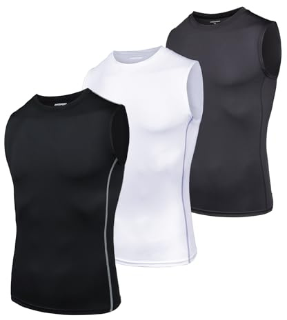 AMZSPORT Kompressionströja, ärmlös topp, sport, snabbtorkande, baselayer topp