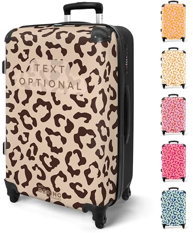 NoBoringSuitcases.com® Valise de Voyage 67cm 72L Personnalisée, Grande Valise Rigide, Trolley Léger, Capacité pour Bagages de 20kg, Motif Léopard, Disponible en Plusieurs Couleurs, Valise pour Avion