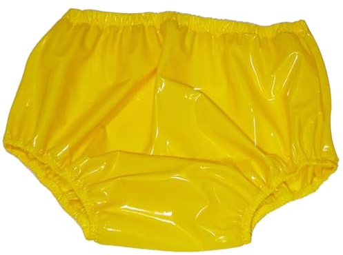 CSGTUO PVC Inkontinenz-Schlupfhose für Erwachsene Kunststoff mit Geruchskontrolle Inkontinenzhose Anti-Seiten-Leckage Physiologisch Kunststoffhose Wiederverwendbare,3XL,Yellow