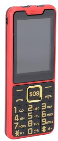 Tonysa 2.6 HD -smartphone, Stor Knapptelefon, Nödlampor och Röstmeddelande, Dual SIM Låst Upp Senior Phone med Shatterproof -skärm, 2500mAh Långt Batteri (Endast GSM) (Röd)