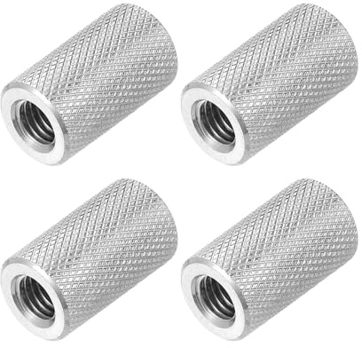 PATIKIL Écrous Ronds Connecteurs M8, 4 Pcs 0.55OD x 0.98H 304 Acier Inoxydable Rond Moleté Manchon D'Accouplement À Bride Filetée Tige Barre Tube Fixation Pour Support Caméra Lampe