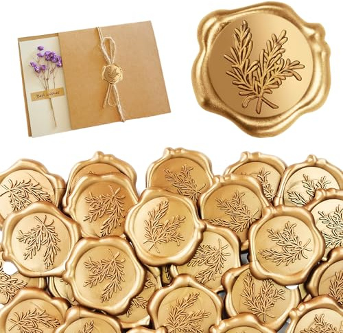 50 Piezas Sello De Cera Pegatinas Doradas,Sello De Cera Personalizado Sello De Cera,Sello De Cera,Sello De Cera Personalizado,Sello De Cera,Con Mango De Madera, Para Bodas, Invitación, Letras, Regalos