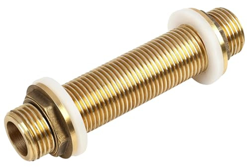 Raccordo per Paratia in Ottone G1/2 per Tubo Flessibile - Adattatore Dorato per Serbatoi d’Acqua, Installazione Facile, Compatibile con Aperture da 21 a 26 mm, 100 mm di Lunghezza