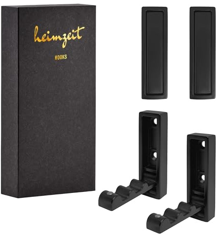 heimzeit Garderobenhaken Edge klappbar zum Schrauben 4 Stück in Schwarz, Wandhaken für Garderobe, Jacke, Handtuch, Rucksack und Kleidung, Modernes Design, Kleiderhaken Metall zum Bohren