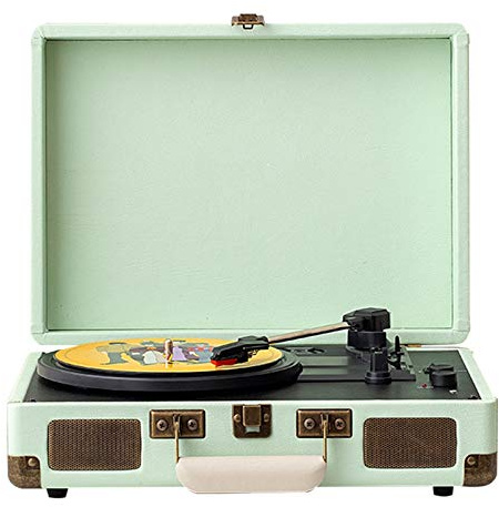 CLSDRZC Tourne-Disque Vinyle, Platine Vinyle Portable Bluetooth avec Haut-parleurs éréo, Lecteur de Disque Vinyle à entraînement par Courroie à 3 Vitesses prenant en Charge Bluetooth 3,5 mm/RCA, pour