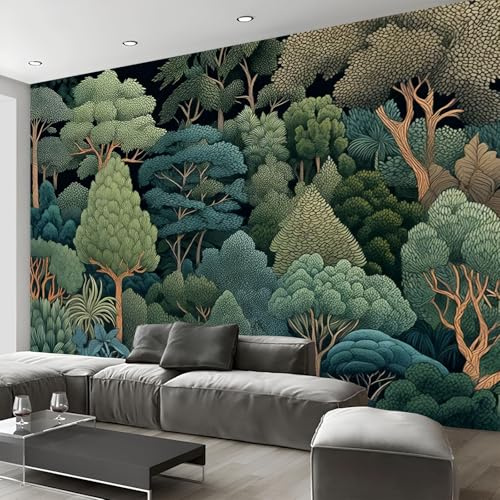 Bosque Exuberante Vegetación Papel Pintado Fotomurales Para, Sencillez Natural Papel Tapiz Pintado En Tejido de seda - Pared Moderna, Verde Murales Fotográficos Decorativos - 400 x 280 cm