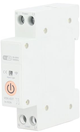 Aolidsive WiFi Switch PVC Smart Circuit Breaker 1P 63A Fjärrkontroll Röststyrning 90V Till 300V Rail Mount Timing Cycle för Smart Home Power Management och Daglig Användning
