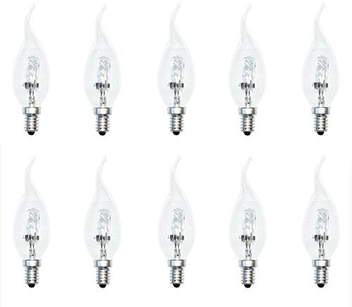 Leuci 10 x Windstoß Kerze Eco Glühbirne 18W = 25W / 24W E14 Halogen Windstoßkerze dimmbar
