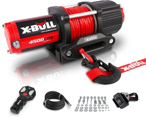 X-BULL 4500 lbs Winch 12V Electric Winch Kits with Fairlead, ATV/UTV Winch with Waterproof Synthetic Rope Winch with Wireless Remotes and Mounting Bracket
