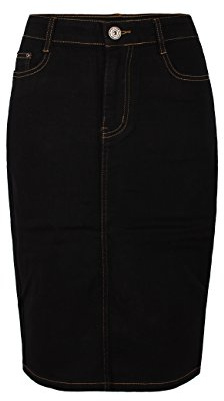 Fraternel Jupe Jeans Femme Longueur Genou Noir 44