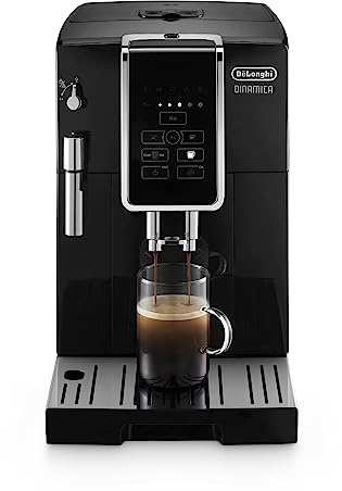 De'Longhi Dinamica Espresso Machine, Black - Automatic Bean-to-Cup Brewing, Built-In Steel Burr Grinder & Manual Frother - One-Touch Hot & Iced Coffee - Easy Cleanup
