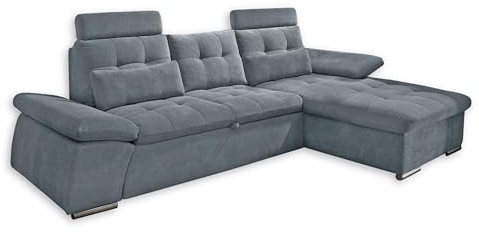 NALO Ecksofa mit Schlaffunktion, Stoffbezug Anthrazit - Ausziehbare Eckcouch mit verstellbaren Armlehnen - 268 x 103 x 170 cm (B/H/T)
